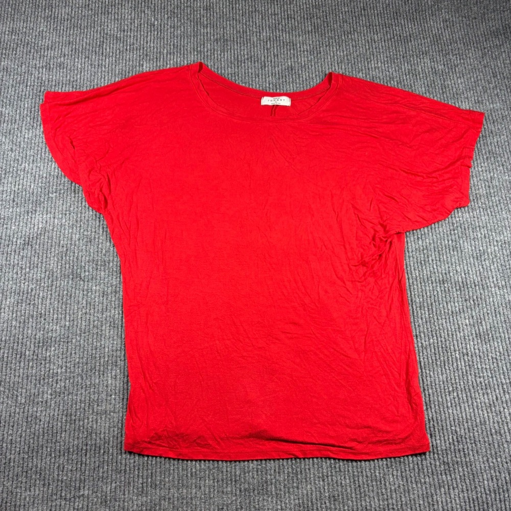 Made By Johnny Shirt Womens XL Red Dolman Short Sleeve Scoop Neck USA Made